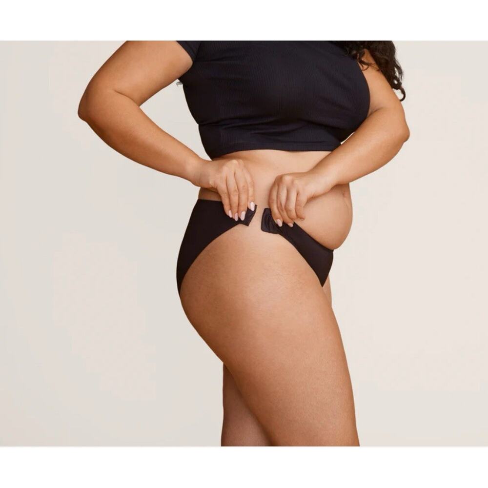 SLICK CHICKS Adaptive High Cut Brief Panty Black/White Sz Medium Side Fastening